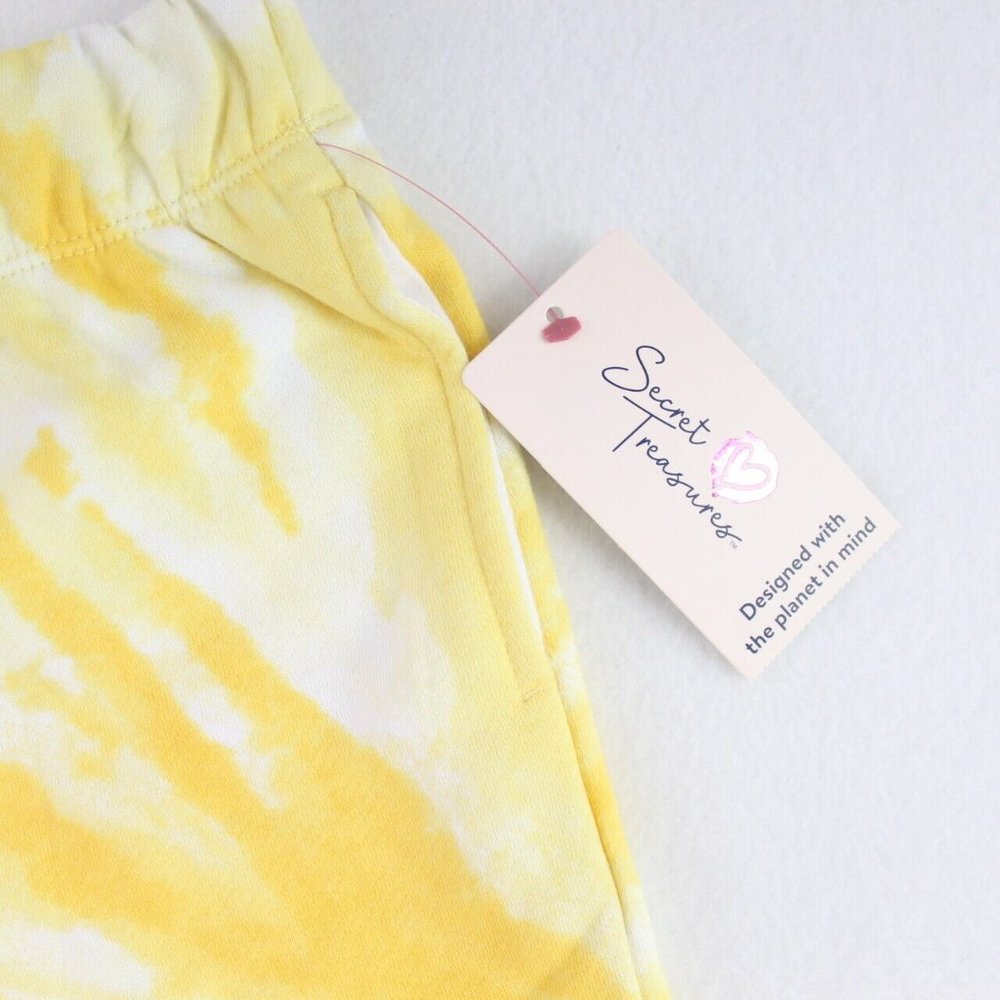 Secret Treasures Sleep Short Women's Knit Sweat Shorts Yellow Tie Dye Stretch - Picture 2 of 5
